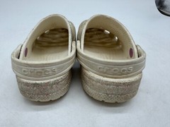 Crocs Classic Glitter Lined Slip-On Rubber Clog Kids Beige Slingback – C13