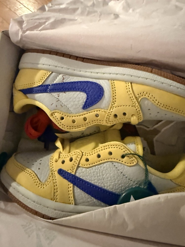 Travis Scott Dunk Low Unisex Kids Low Top Leather Yellow Blue White 12 StockX