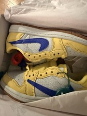 Travis Scott Dunk Low Unisex Kids Low Top Leather Yellow Blue White 12 StockX