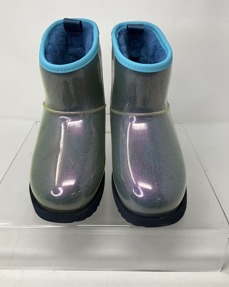 UGG Blue Iridescent Classic Clear Mini II Gradient Boots Kids 6
