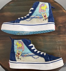 Vans Off The Wall Sneakers Shoes Sponge Bob High Top Youth 12.5 Laces & Zip