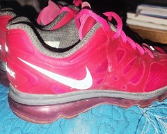 Nike Air Max Unisex Kids Size 8 Pink/White Low Top Reflective Sneakers