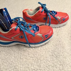 BRAND NEW!! CHAMPION Kids Sneakers. Orange/Blue. Sz 4. Memory Foam. See photos