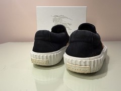BURBERRY 31 13 Andrew Beige Archive Check Black Leather Loafers Sneakers Shoes