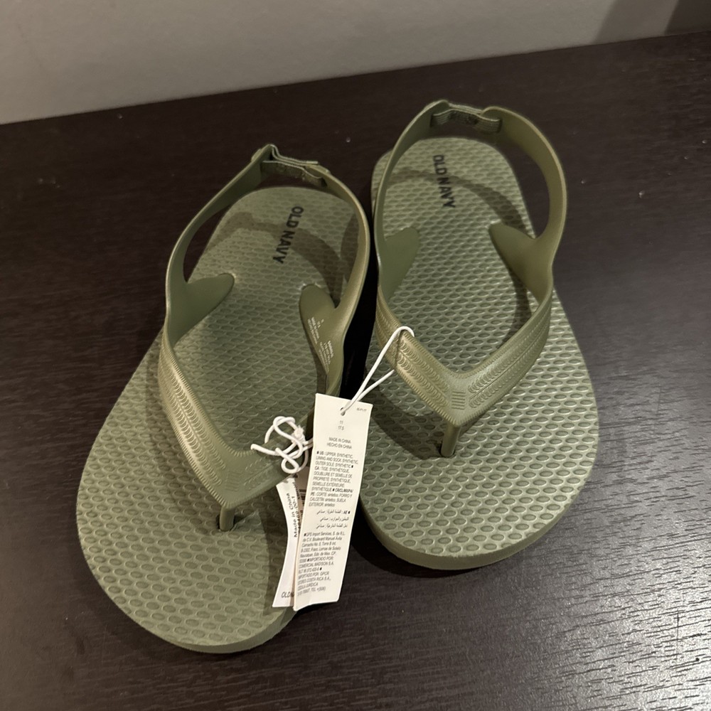 Old Navy Toddler Flip Flops Sage Green Sandals with Backstrap Size 11