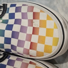 Vans Slip On Rainbow Checkerboard Shoes Kids Size 13 Multicolor Unisex