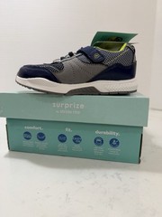 Stride Rite Navy & Gray Sneakers with Neon Yellow Lining