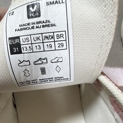 VEJA Small Kids Pink Leather Hook & Loop Low Top Sneakers US 13.5 EU 31