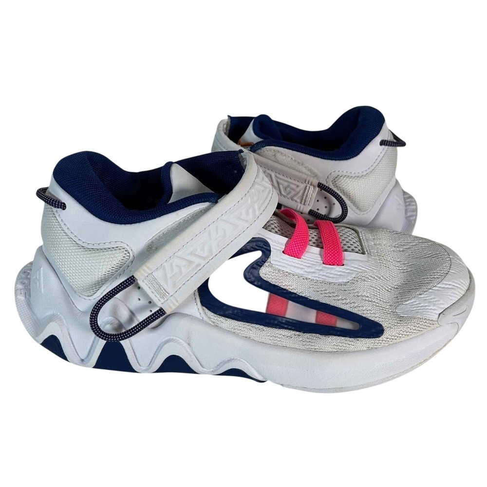 Nike Giannis Immortality 2 Sneakers Low Top Hook Loop White Pink Blue Size 2.5