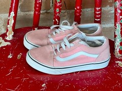 Vans Old Skool Pink Suede Canvas Sneakers Kids Size 3 Youth Classic Skate Shoes
