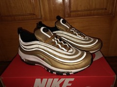 Nike Air Max 97 QS GS Metallic Gold Varsity Red 7Y Synthetic Mesh Sneaker