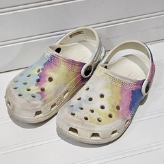 Crocs Childrens C 10 Clogs Ice Blue Pink Yellow Iconic Comfort Crocband Strap