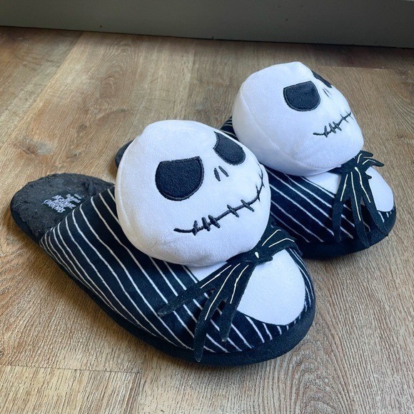 Disney Jack Skellington Slippers Pinstripe 13-14 Nightmare Before Christmas