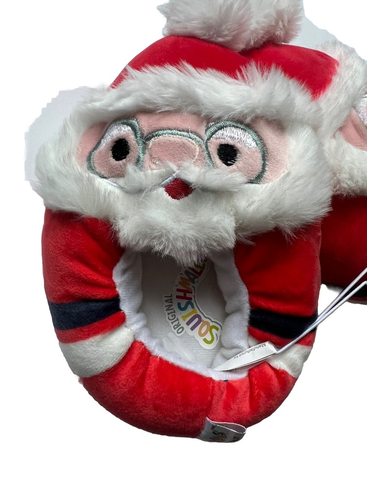 SQUISHMALLOW SANTA CLAUS W/ GLASSES SLIPPERS Kids Size 11-12 NWT CHRISTMAS