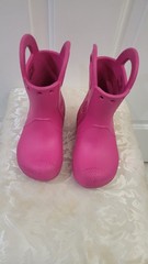 Crocs Waterproof Handle It Rain Boot Kids Size C7 Lightweight Pink Excellent
