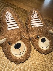 Super Soft Teddy Bear Slippers, 5/6, brown Unisex Kid indoor/outdoor, New