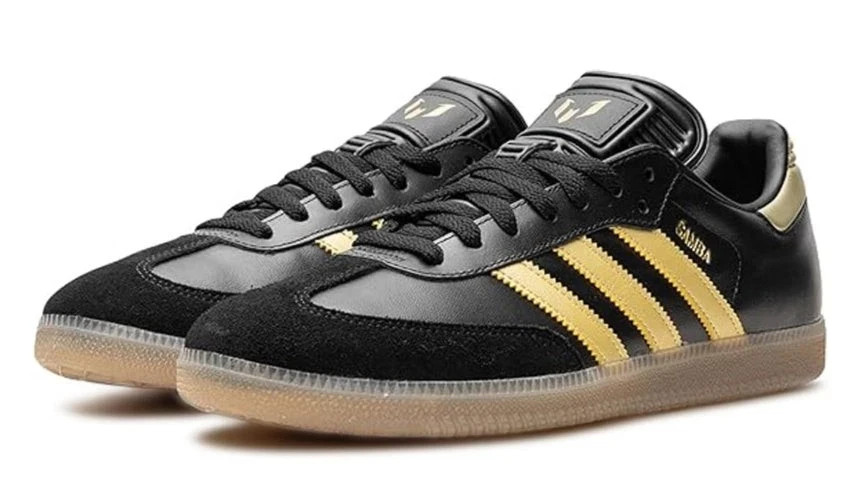 Adidas Samba Messi Shoes Big Kid Size 5Y Black Gold, JH5641