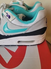 Big Kid’s Nike Air Max 1 White/Hyper Jade-Pure Platinum Youth Size 5.5