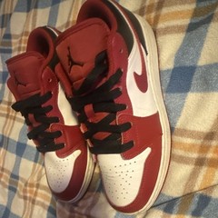 Jordan Air Jordan 1 Low 6Y Unisex Kids Leather Low Top Sneakers Red/White/Black
