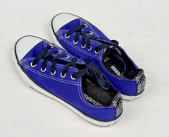 Converse All Star Junior Size 1 Double Tongue 647729F Purple Low Top EUC