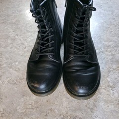 Dr Doc Martens 1460 J Black Leather Combat Boots Zip Kids Youth Size 3 US