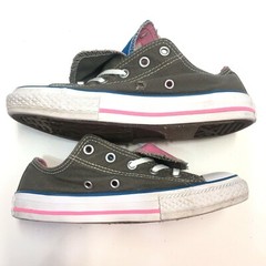 Converse All Star Shoe Double Tongue Canvas Low Top Sneaker Pink Gray Blue Kid 1