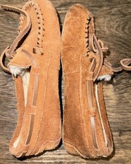 J Crew Crewcuts Suede Faux Shearling Moccasin Slippers Warm Kids Youth Sz 12