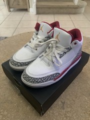 Jordan Air Jordan 3 Retro (PS) Cardinal Red Leather Low Top Sneakers 2.5Y EU34