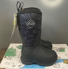 Muck Boot Rugged II Insulated Waterproof Winter Rain Boots Kids Size 8 Black