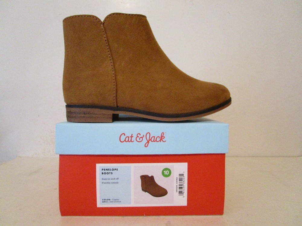 Cat & Jack Penelope Side Zip Toddler Kids Boots Cognac Size 10T