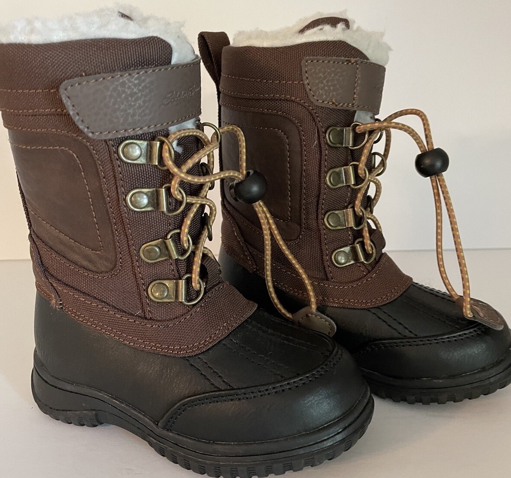 Eddie Bauer Kids 7 Duck Boots Winter Snow Fleece Lined Lace Up