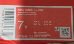 Nike Shox R4 GS White Phantom CW2626-102 Youth 7Y Men’s 7 Women’s 8.5 NEW