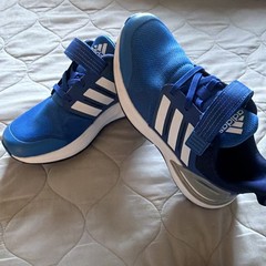 adidas Unisex Kids Size 2 Blue/White Mesh Hook & Loop Low Top Sneakers
