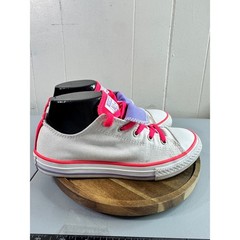 Converse Chuck Taylor Sneakers Junior 4 White Good Double Tongue Pink Purple