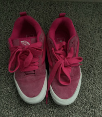 VANS Off The Wall Pink Suede Low Top Lace-Up Unisex Kids Sneakers US 8.5