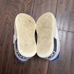 Authentic Dolce & Gabbana white and blue leather kids sneakers