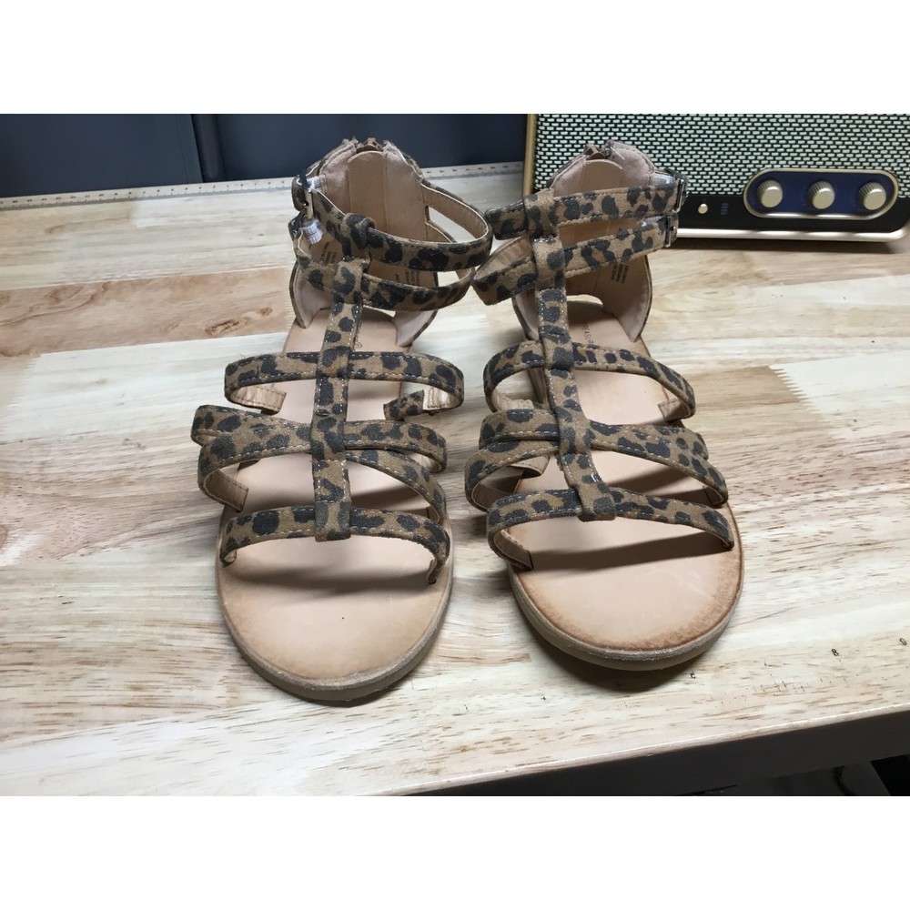 Treasure & Bond Alana Gladiator Sandals Girls 4 Brown Leopard Print Zip Closure