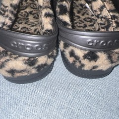 New Kids Crocs Classic Blitzen Clog Size C8/C9 Black Leopard Print Lined