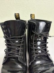 Dr. Martens Doc 1460 J Juniors Combat Boots Size 4 Glossy Black Leather Side Zip