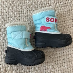 Sorel Commander Snow Boot Kids Size 7 Pink Blue Waterproof Fleece Lined Outdoor