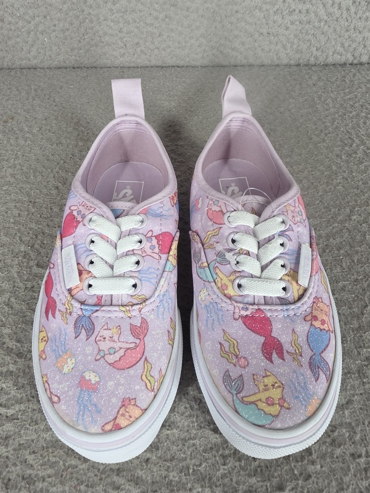 VansVans Kids Sz 11 Authentic Elastic Lace (Purrrmaids) Lavender Fog/True White