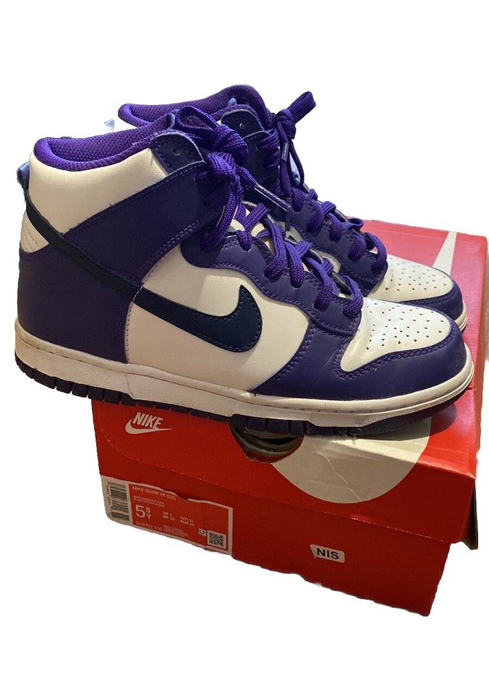 Nike Dunk High Purple Midnight Navy White. Size: 5.5 Youth Or 6.5-7 Womens
