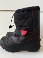 The North Face Pull On Snow Boots Unisex US 4 Black Red Waterproof Insulated