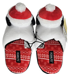 Peanuts Snoopy 3D Christmas Scuff Slippers Toddler 9/10 Plush Santa Slip-Ons New