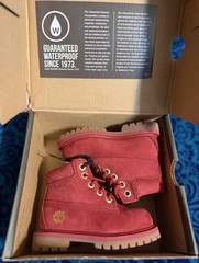 NIB “Timberland” Premium Waterproof Boot Dark Red Leather Size US 5 Toddler NEW