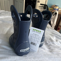 Crocs Handle It Waterproof Pull-On Rain Boot Blue Unisex Kids US 4 (C4)