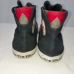 Chuck Taylor Converse All Star Size 4 Black Red Gray White High Tops Lace-Up
