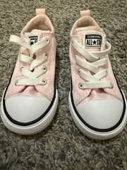 Converse All Star Pink/White Canvas Low Top Lace Up Sneakers Unisex Kids 7