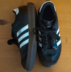 adidas Samba Kids Black/White Leather Lace-Up Low Top Sneakers US 4 EU 36