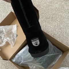 BEARPAW Elle Youth Black Suede Pull-On Ankle Snow Boots US 5 M (1962Y)